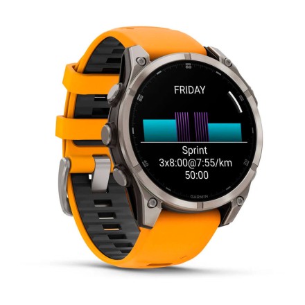 Часы Garmin Fenix 8 AMOLED, 47 mm Sapphire, Titanium с Spark Orange/Graphite