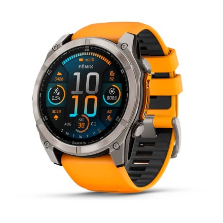 Часы Garmin Fenix 8 AMOLED, 51 mm Sapphire, Titanium с Spark Orange/Graphite