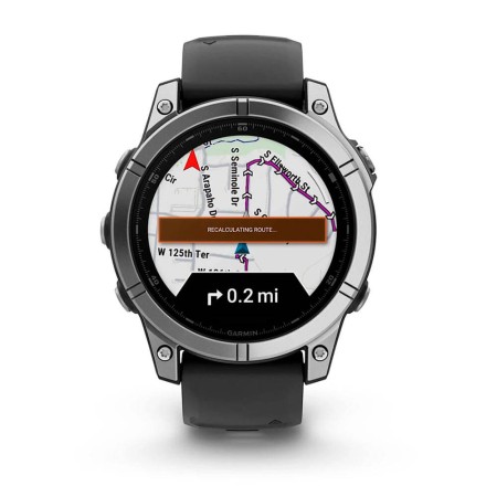 Часы Garmin Fenix E AMOLED, 47 mm (Stainless Steel/Black Silicone Band)