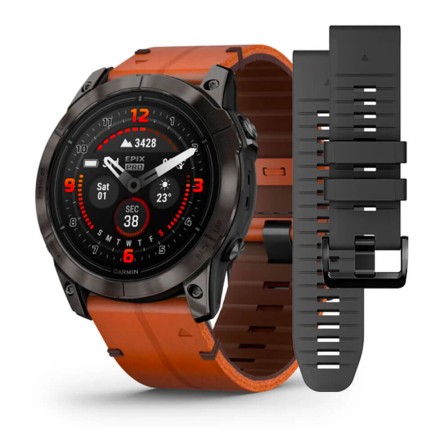 Часы Garmin Epix Pro Gen 2 Sapphire Edition, 51 mm (Carbon Grey DLC Titanium/Chestnut Leather Band)